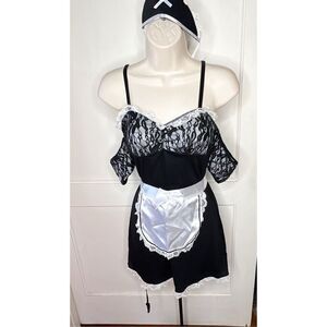 Dreamgirl French Maid Costume Black 3 Piece Sexy Lingerie Medium Nwt